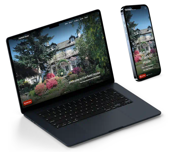 Preview of a fast, bespoke website running on laptop and mobile